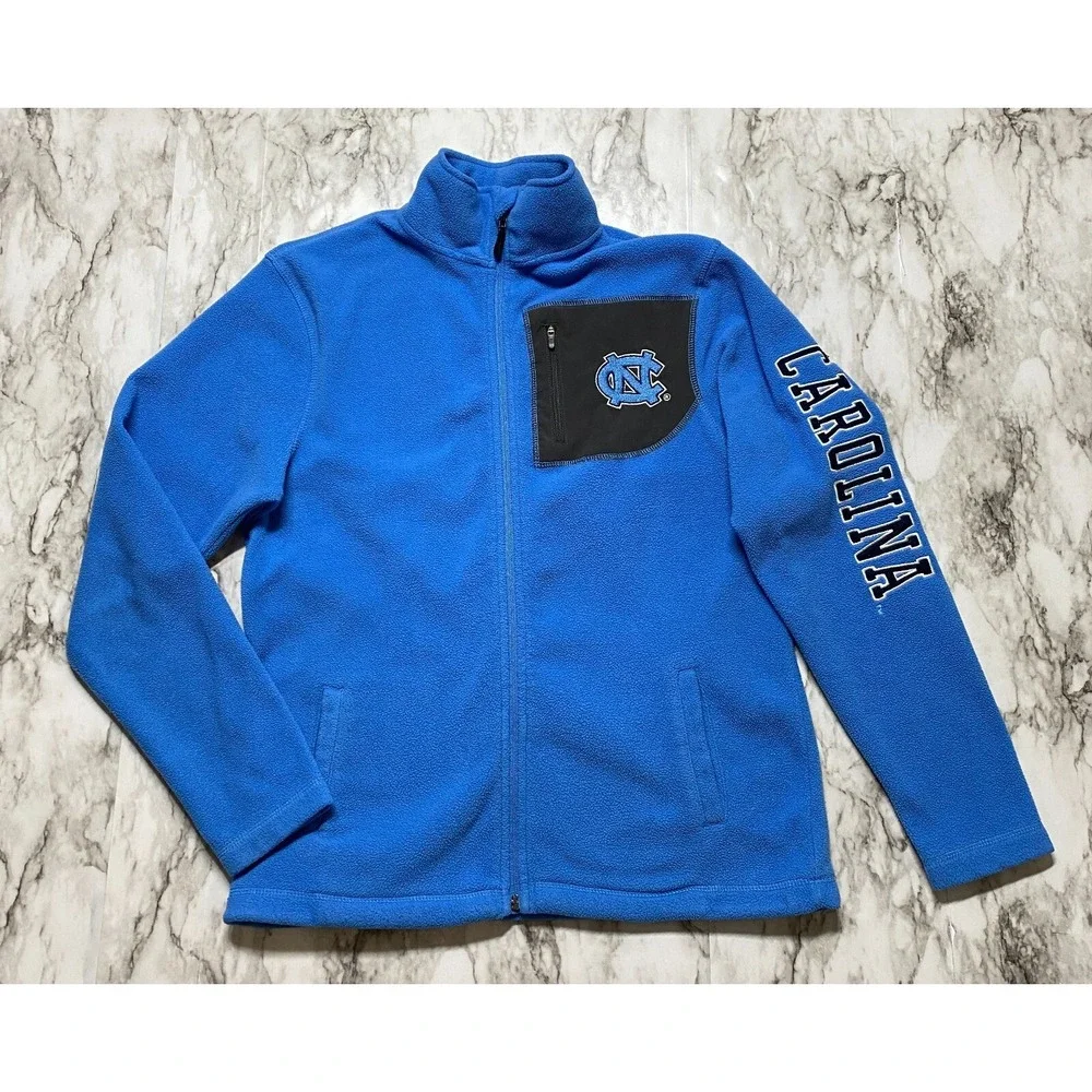 Colosseum Athletics NC University YOUTH Sweater Sz L 16-18 Blue Full Zip Fleece